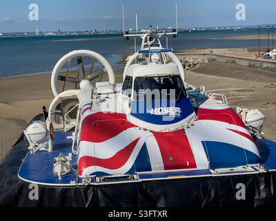 Portsmouth to Ryde Hovercraft at Ryde on Isle of Wight Stock Photo