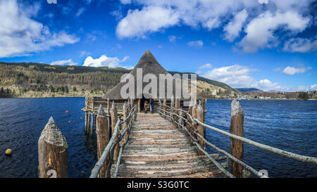 Scottish Crannog Centre, a recreated Iron Age house on Loch Tay near Kenmore Stock Photo