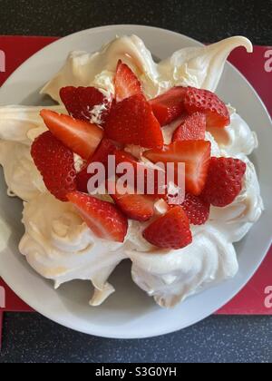 Strawberry Pavlova a taste of summer Stock Photo