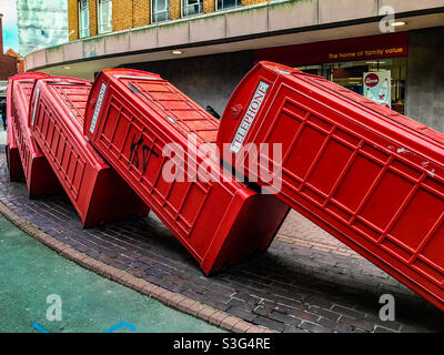 Red telephone boxes, Kingston Stock Photo