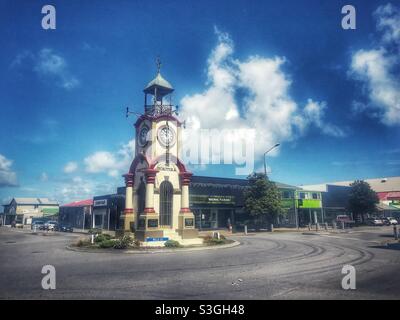 War memorial clock tower in Hokitika, South Island, New Zealand Stock Photo