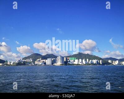 A view of Hk island from Lamma island in Hong Kong. Stock Photo