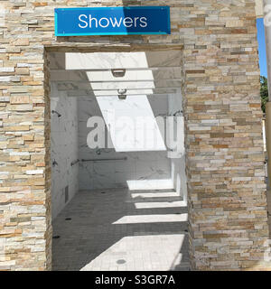 Showers near the swimming pool, Grand Sierra Resort and Casino, Reno, Washoe County, Nevada, United States Stock Photo