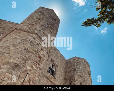 Two towers of the castel Del Monte, Puglia, Italy Stock Photo