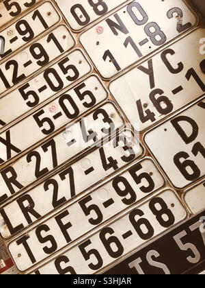 Collection of old Eastern German license plates Stock Photo
