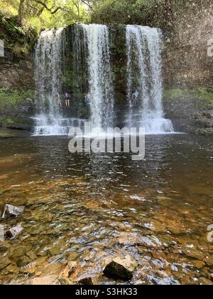 Sgwd Yr Eira waterfall in Brecon Wales Stock Photo