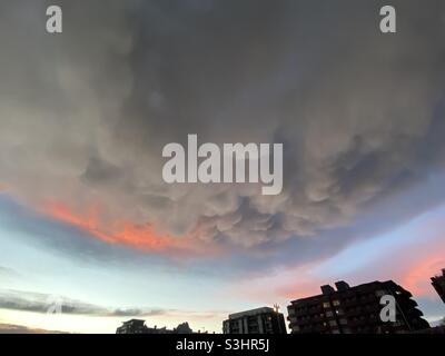 Mammatus clouds Stock Photo
