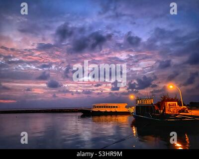 Beautiful sunset in Maldives Stock Photo