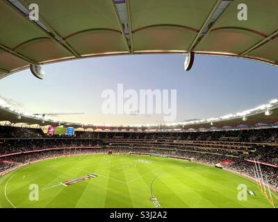 2021 AFL Preliminary Final at Optus Stadium between Melbourne Football Club and Geelong FC Perth Western Australia Stock Photo