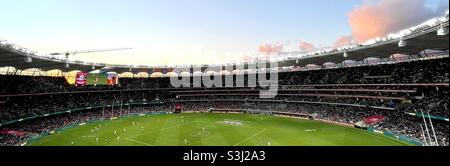2021 AFL Preliminary Final at Optus Stadium between Melbourne Football Club and Geelong FC Perth Western Australia Stock Photo