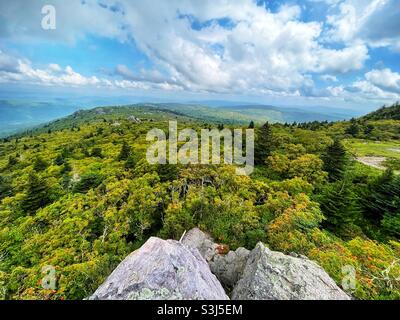 Summertime views along the Appalachian Trail near Mt Rogers and Grayson Highlands in southwest Virginia. Stock Photo