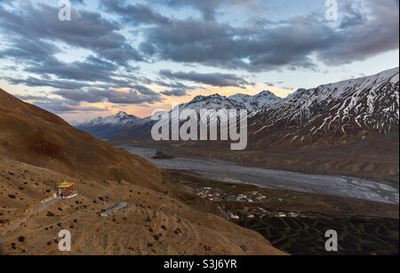 Ki village in Spiti Valley, Himachal Pradesh, India Stock Photo