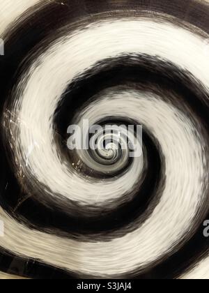 A spiral design of hand blown glass in black-and-white Stock Photo