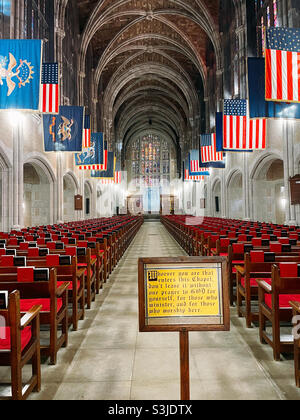 United States military academy, The main aisle of the Cadet Chapel, west point New York, USA Stock Photo