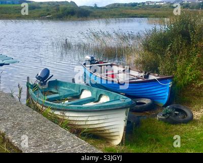2 rowing boats on Lough Currane Co Kerry Ireland. Stock Photo