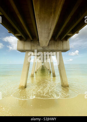 Underneath pier in Florida Stock Photo