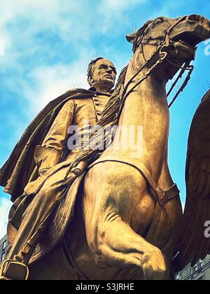 Close up of the general Sherman statue in grand Army Plaza, 2021, NYC, USA Stock Photo