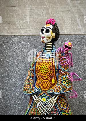 La Catrina statues are on display during Mexico week, October 2021, at Rockefeller Center plaza in Midtown Manhattan, NYC, USA Stock Photo