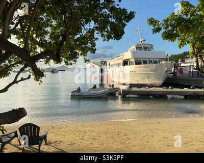 Ferry boat docked at Cruz Bay St John USVI Stock Photo