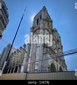 Notre-Dame de Paris (Our Lady of Paris) Cathedral in Paris, France under repair/renovation following the catastrophic fire of 2019 Stock Photo