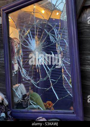 A broken mirror is part of the decor at Gardner Village’s annual “WitchFest” each October. Stock Photo