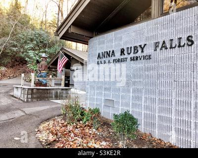 Welcome center at Anna Ruby Falls in Helen Georgia. Stock Photo