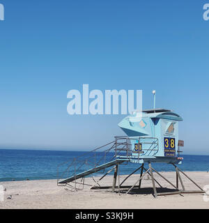 September, 2021, Lifeguard tower, Carlsbad State Beach, Carlsbad, San Diego County, California, United States, North America Stock Photo