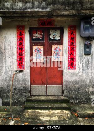 Entrance of a traditional village house in Mui Wo, Lantau Island, Hong Kong Stock Photo