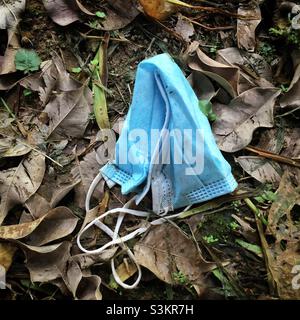 Discarded face mask, Discovery Bay, Lantau Island, Hong Kong, June 2020 Stock Photo