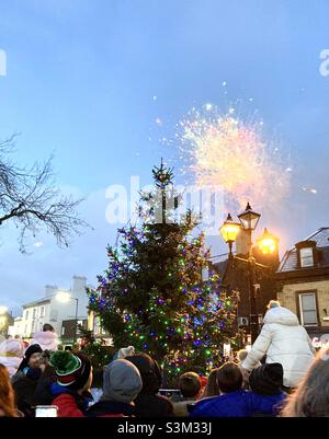 Woolton Christmas tree lights switch on Stock Photo