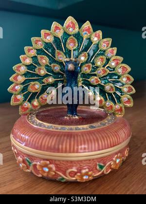 Peacock jewelry box Stock Photo