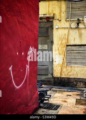 Graffiti in a back alley in Central, Hong Kong Island Stock Photo