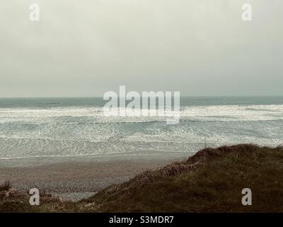 Winter at Newgale beach in Pembrokeshire West Wales UK Stock Photo