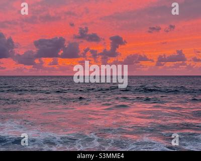 red sunset on the sea Stock Photo