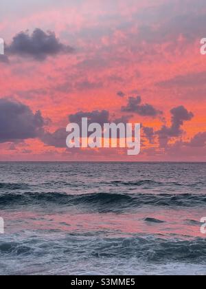 red sunset on the sea Stock Photo