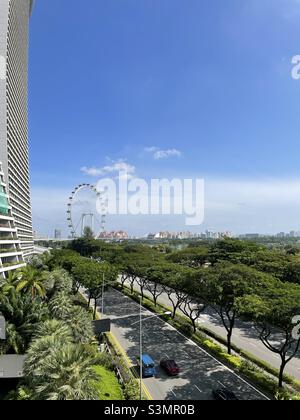 Singapore Flyer and roads Stock Photo