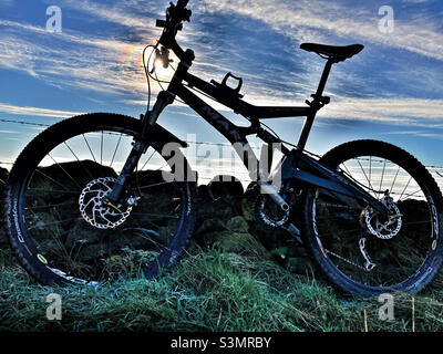 Marin Mount Vision mountain bike against a wall on The Chevin Otley West Yorkshire Stock Photo