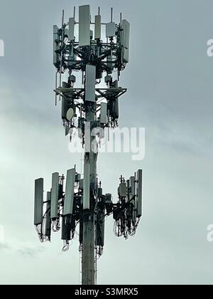 Cellular-mobile transmitter, or radio tower, in Utah, USA. Stock Photo
