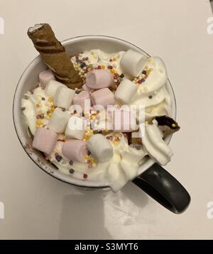 Hot chocolate with marshmallows Stock Photo