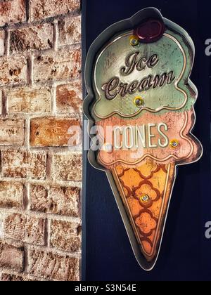 Vintage Ice Cream sign Stock Photo