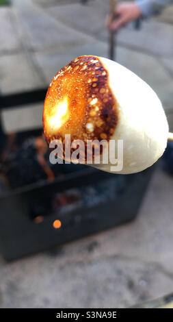 Toasted Marshmallows Fire pit Bbq camping Stock Photo