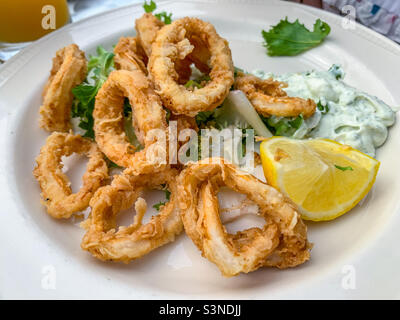 Deep fried calamari squid dish Stock Photo