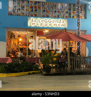 January, 2022, La Leggenda Pizza, Espanola Way, South Beach, Miami Beach, Florida, United States, North America Stock Photo