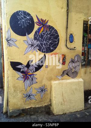 Art collage on a wall in Montpellier. Occitanie, France Stock Photo