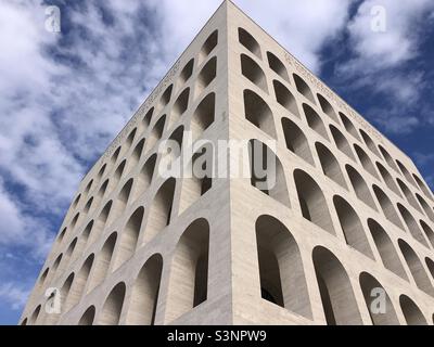 Palazzo della civilita aka Colosseo Quadrato in Rome Italy an iconic building from Mussolini era that was completed in 1937 Stock Photo