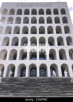 Palazzo della civilita aka Colosseo Quadrato in Rome Italy an iconic building from Mussolini era that was completed in 1937 Stock Photo