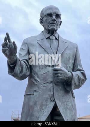 Bronze monument of Sandro Pertini, Italian journalist, partisan and socialist politician who served as the president of Italy, from 1978 to 1985, Nereto, Abruzzi region Stock Photo