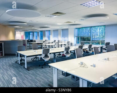 Inside a large empty open plan office Stock Photo