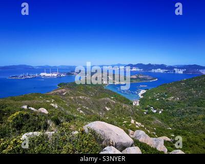 Stunning view from the top of mount Stenhouse on Lamma island, Hong Kong. Stock Photo