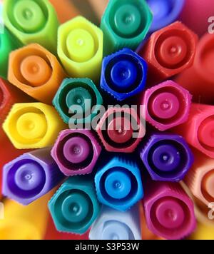 Markers caps up close detailed macro photography Stock Photo